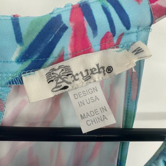 Aryeh Size Medium Dress Blue Pink Sleeveless Maxi Stretch Summer Beach‎ Pool - Picture 4 of 5